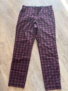 Elle women’s  Maroon and Black Plaid Pants